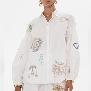 Camilla White Living In Colour Balloon Sleeve Shirt Blouse